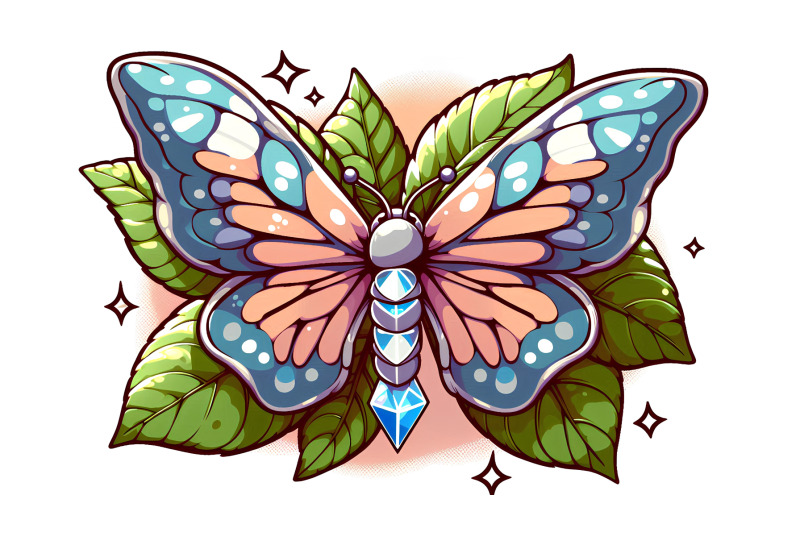butterfly-on-a-diamond-like-leaf-hyperrealism