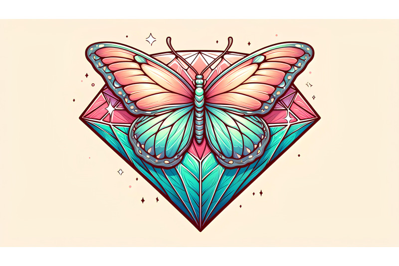 butterfly-on-a-diamond-like-leaf-hyperrealism