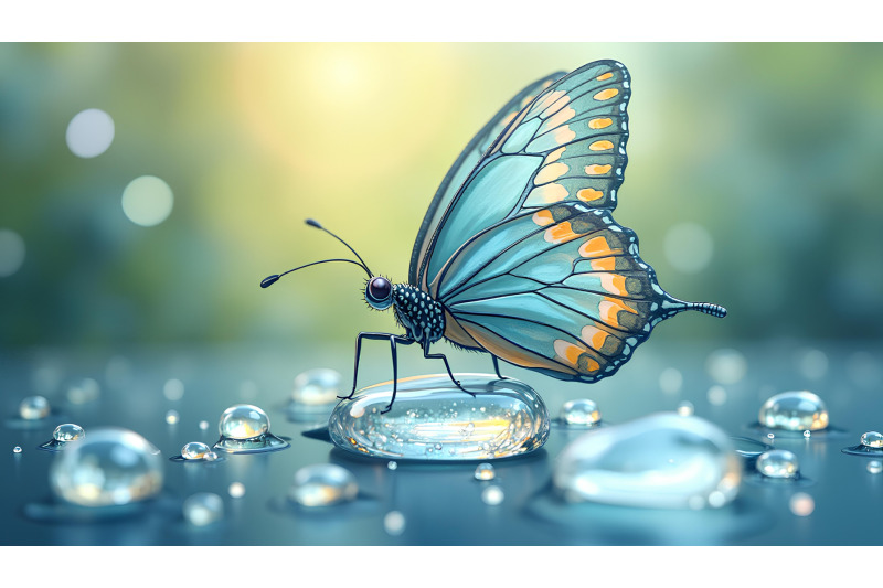 butterfly-on-a-glistening-dewdrop-crystal-clear-painting