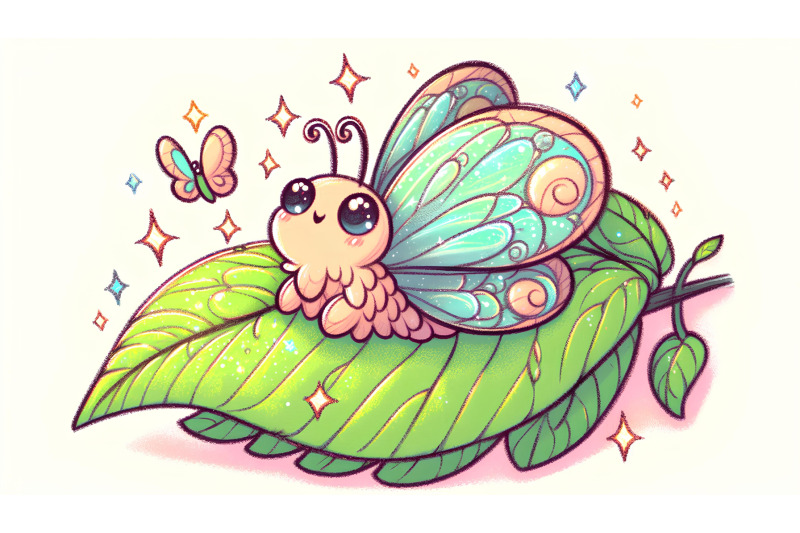 butterfly-on-a-glistening-leaf-pastels
