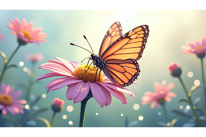 butterfly-on-dew-kissed-petals-tempera