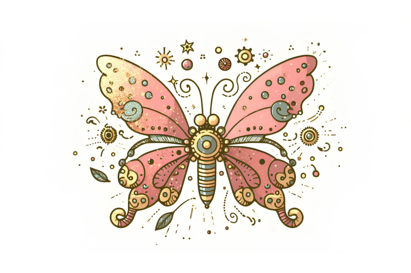 butterfly-with-golden-dust-steampunk-illustration