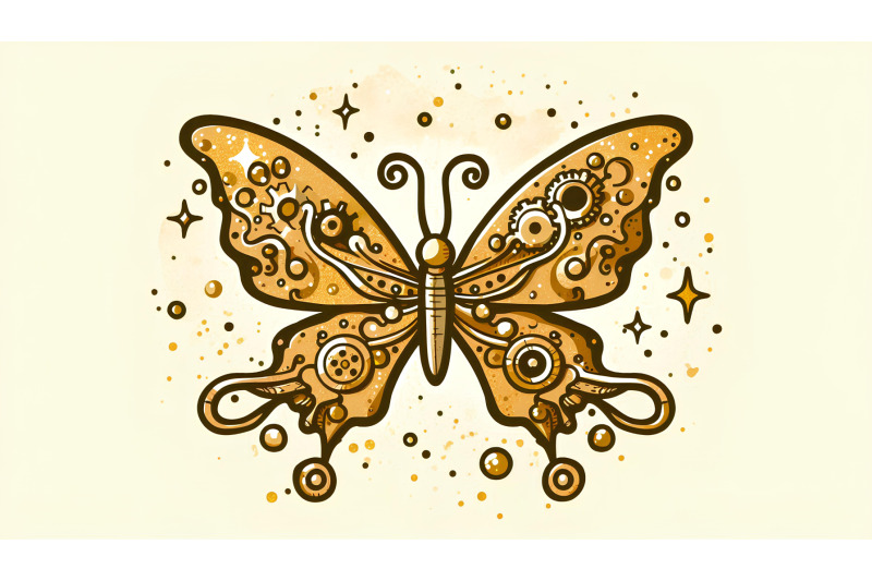 butterfly-with-golden-dust-steampunk-illustration
