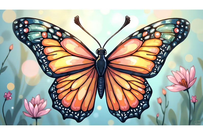 butterfly-with-translucent-wings-stained-glass-style
