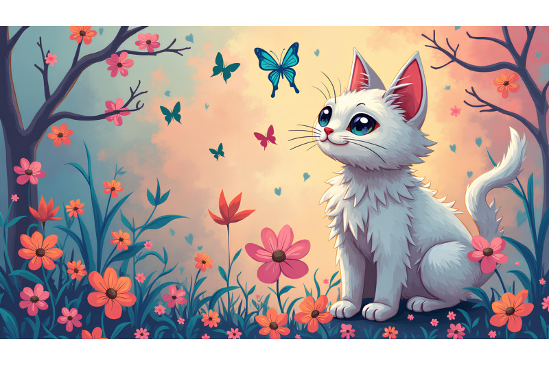 cat-butterfly-magic-cubism