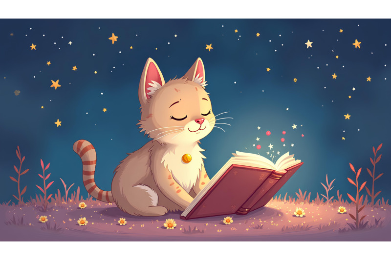cat-celestial-reader-digital-painting