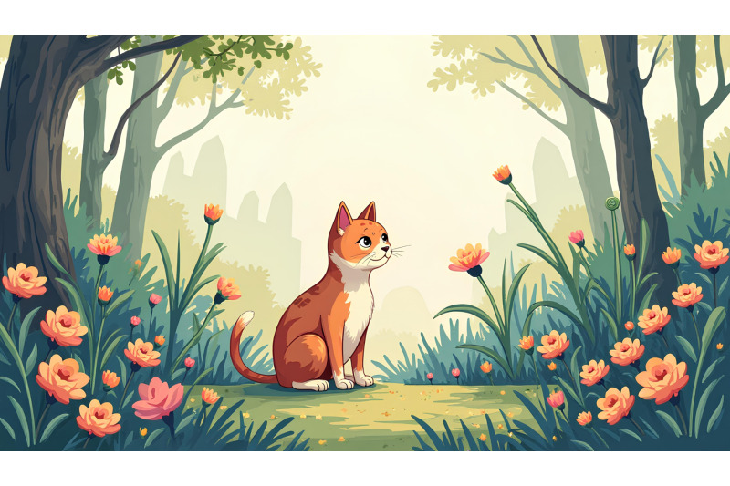 cat-mystical-garden-digital-art