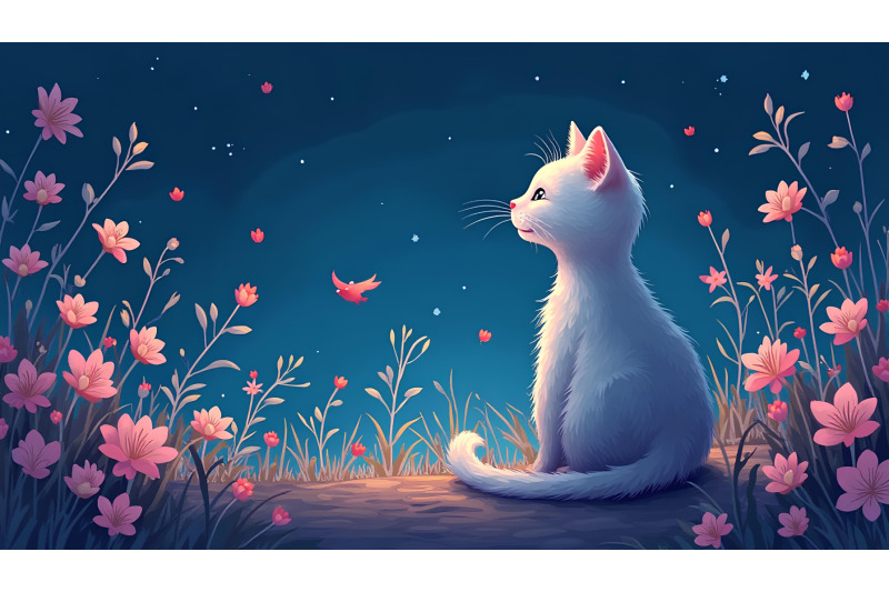 cat-night-bloom-ethereal-art