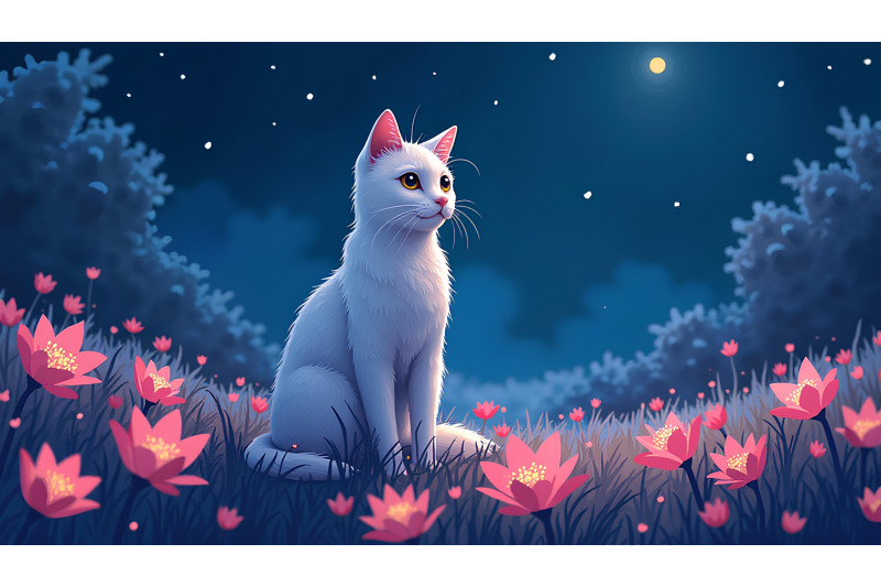 cat-night-bloom-ethereal-art