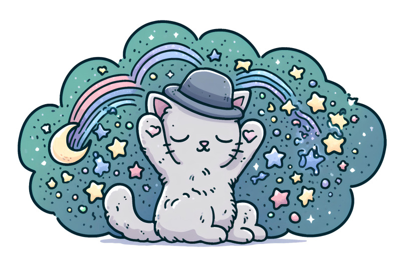 cat-starry-knowledge-pointillism