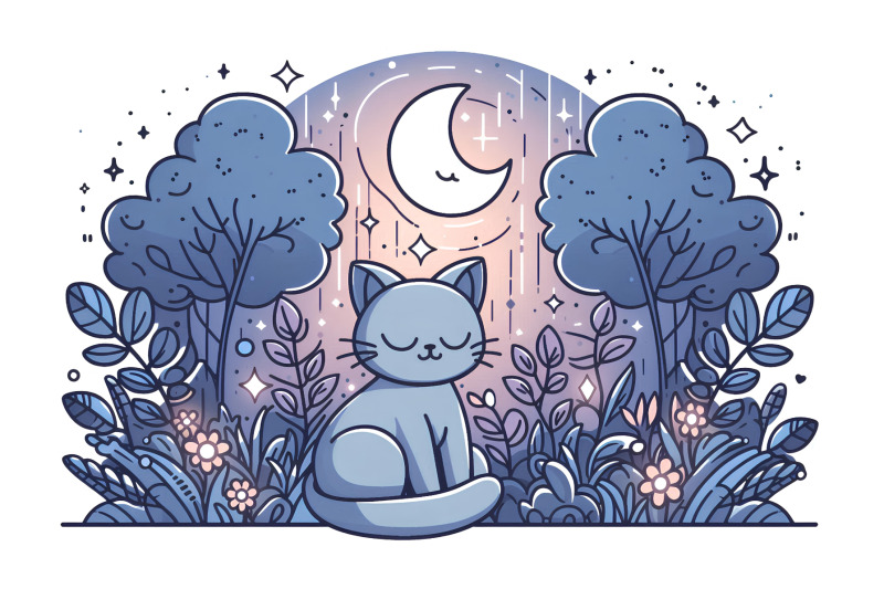 cat-twilight-garden-glow-effect