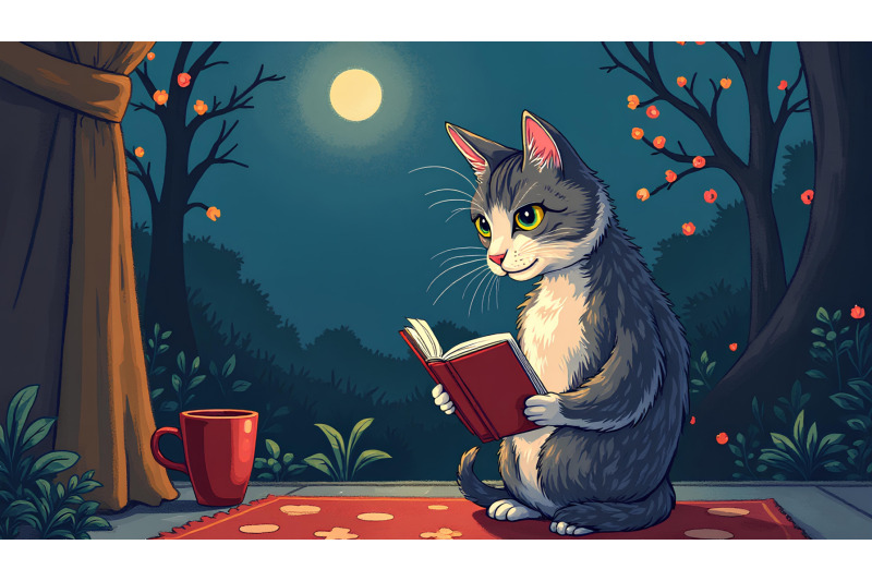 cat-twilight-reader-fauvism