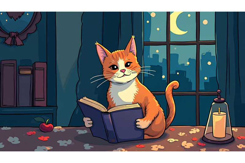 cat-twilight-reader-fauvism