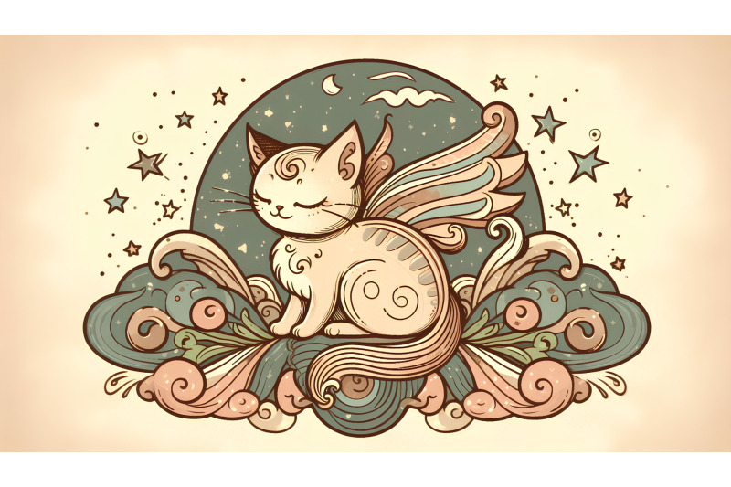 cat-vintage-fairytale-art-deco