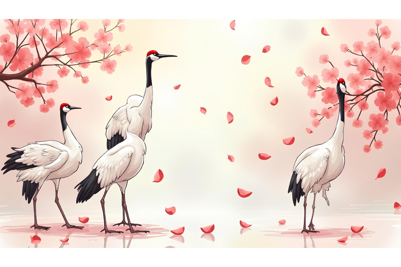 cranes-among-falling-cherry-petals-delicate-ink-wash