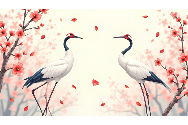cranes-among-falling-cherry-petals-delicate-ink-wash