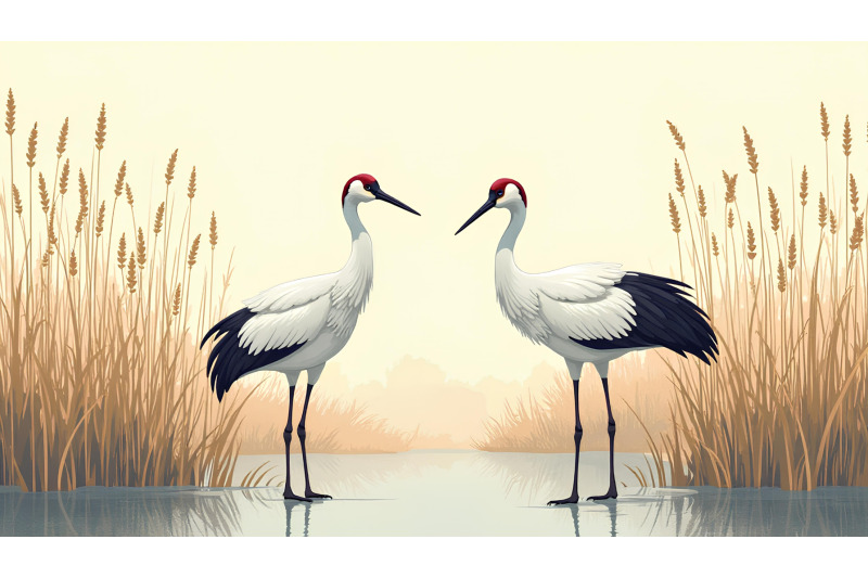 cranes-among-whispering-reeds-zen-ink
