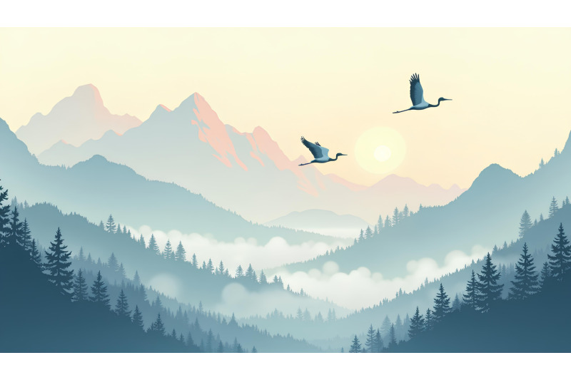 cranes-flying-above-misty-peaks-mystic-landscape