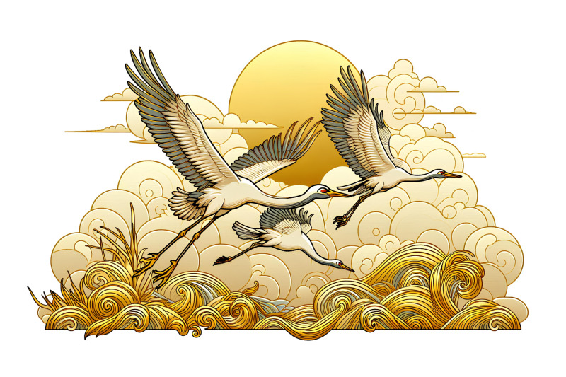 cranes-flying-over-golden-waves-gilded-art