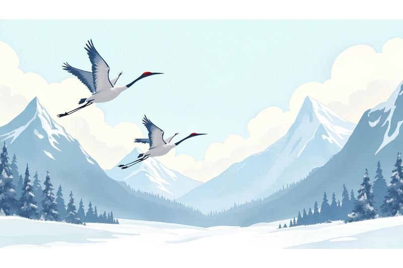 cranes-flying-over-snowy-peaks-frosty-watercolor