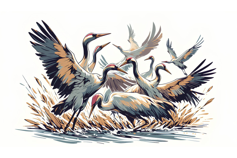 cranes-in-a-dynamic-brushstroke-bold-gestural-art
