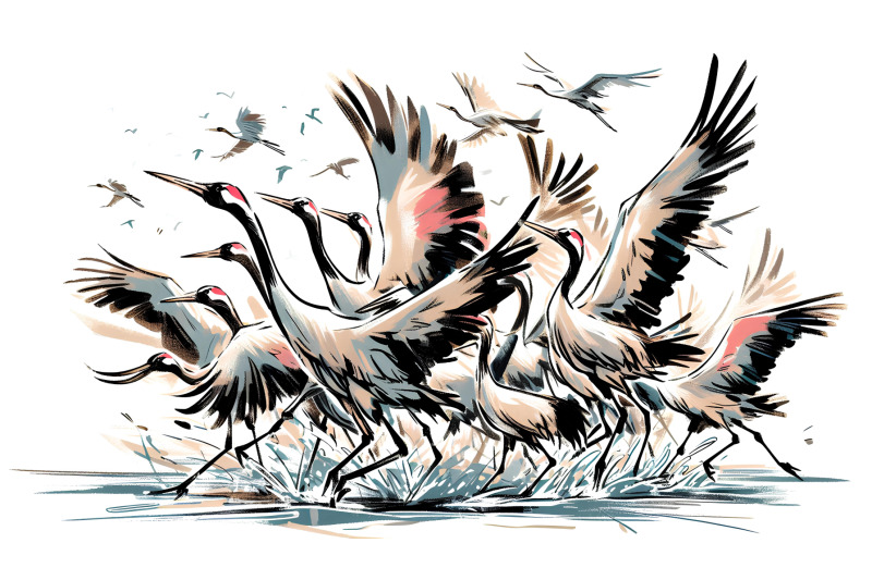 cranes-in-a-dynamic-brushstroke-bold-gestural-art