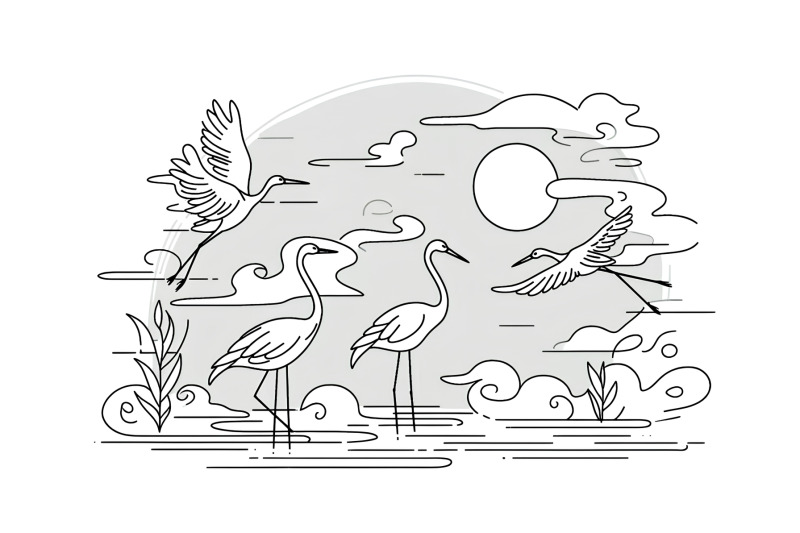 cranes-in-a-floating-mist-zen-minimalism