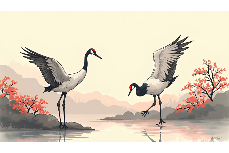 cranes-in-a-flowing-ink-silhouette-elegant-japanese-ink
