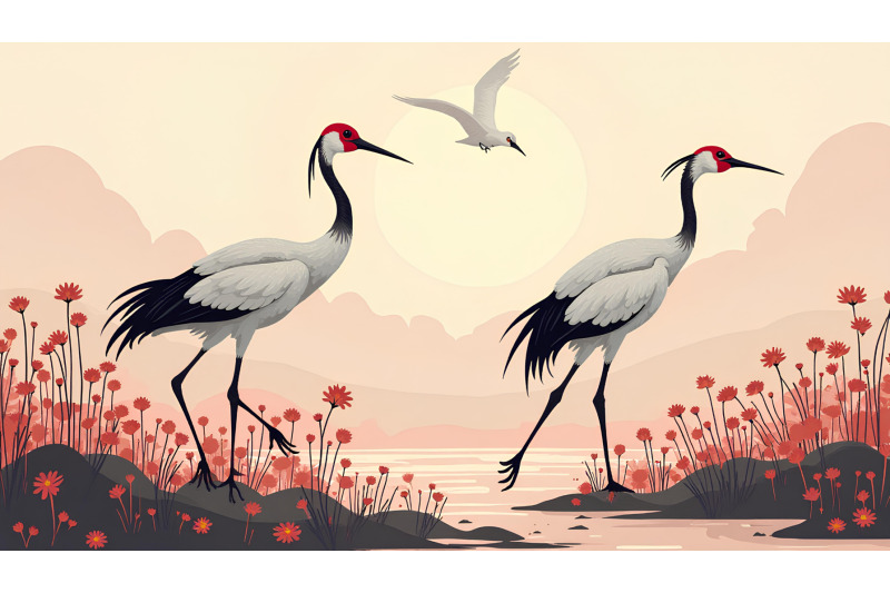 cranes-in-a-flowing-ink-silhouette-elegant-japanese-ink