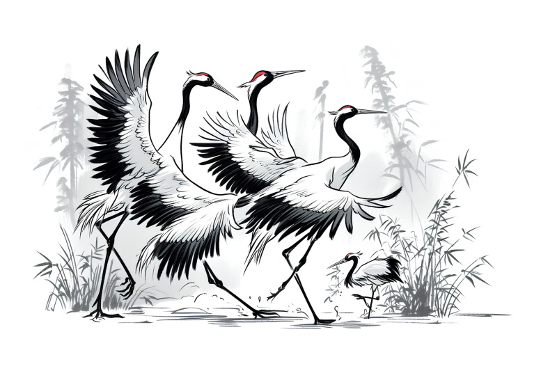 cranes-in-a-traditional-ink-wash-chinese-brushwork