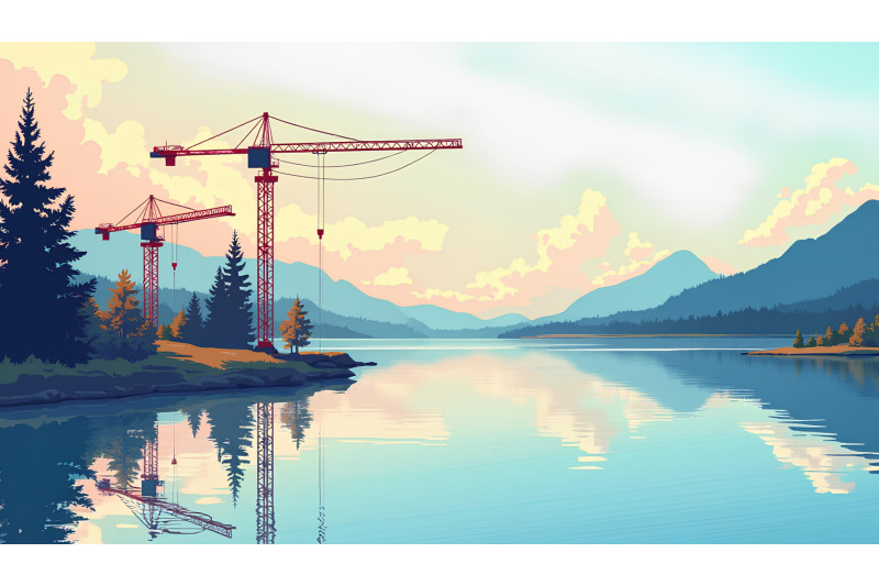 cranes-over-a-crystal-lake-pop-art