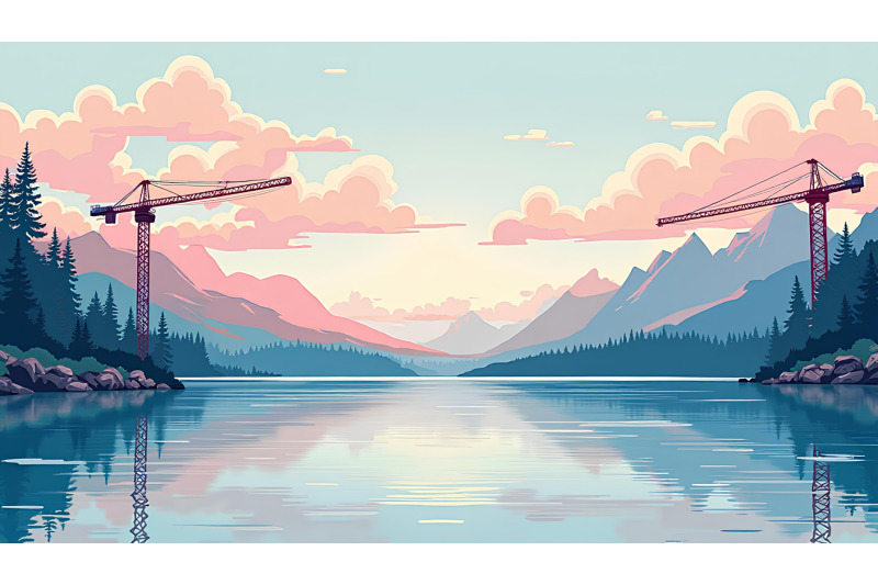 cranes-over-a-crystal-lake-pop-art