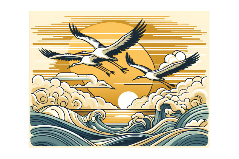 cranes-soaring-over-golden-waves-sunset-fauvism