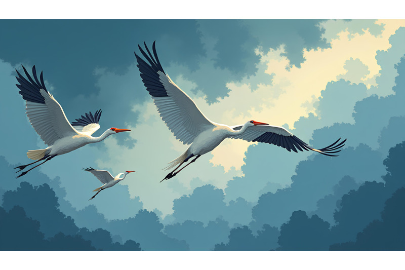 cranes-soaring-through-a-storm-tempera
