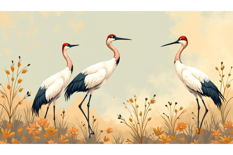 cranes-with-golden-feathers-expressionism