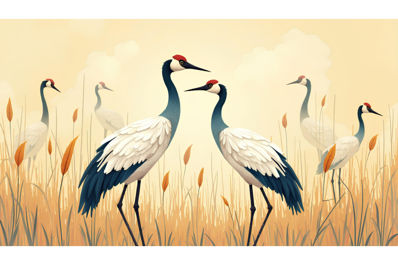 cranes-with-golden-feathers-expressionism