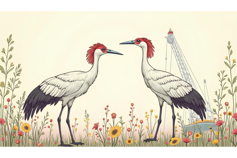 cranes-with-intricate-details-ornamental-art