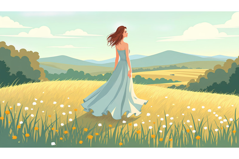 cubist-take-on-a-meadow-and-flowing-dress