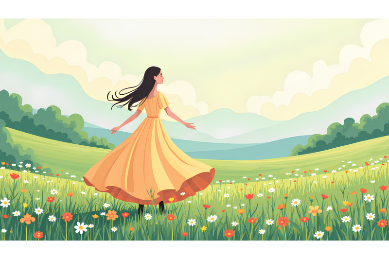 cubist-take-on-a-meadow-and-flowing-dress