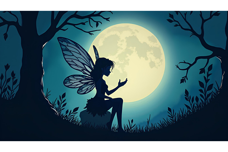 dark-fairy-silhouette-under-full-moon-acrylic