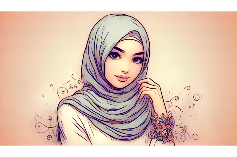 delicate-hijabi-portrait-oil-textures