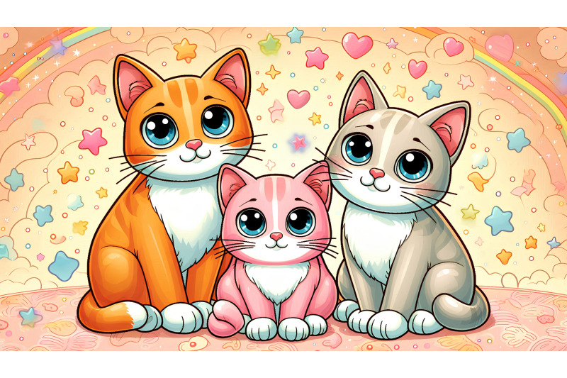 digital-painting-of-bright-eyed-cats