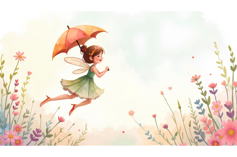 dreamy-watercolor-fairy-with-floral-umbrella