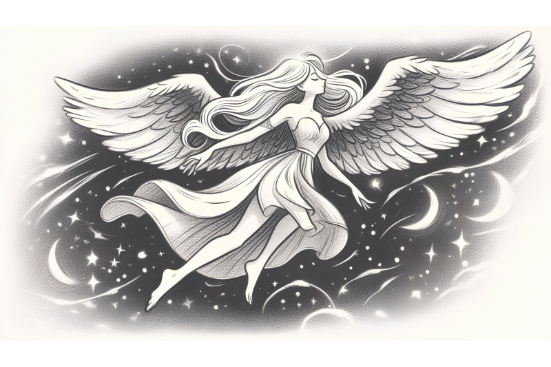 ethereal-winged-maiden-floating-charcoal-art