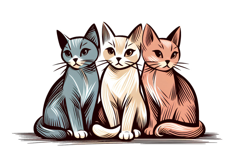 expressionist-bold-strokes-feline-trio