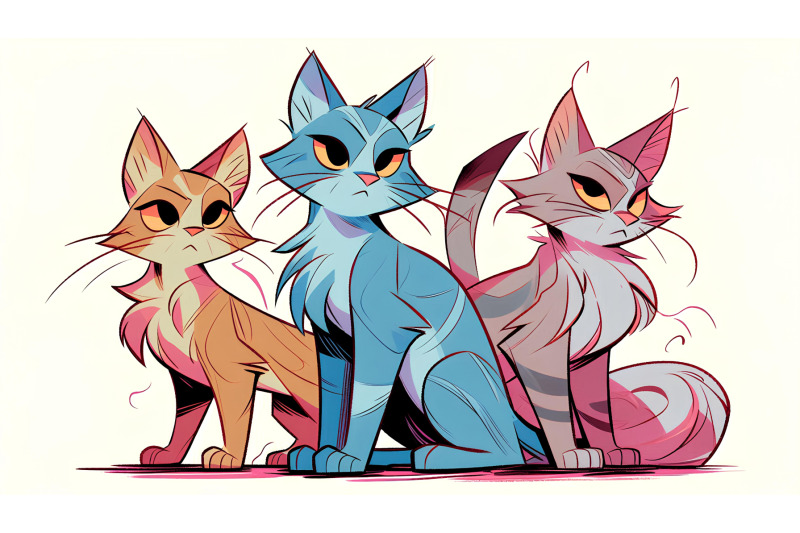 expressionist-bold-strokes-feline-trio