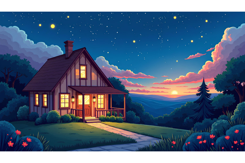 fauvism-bold-color-house-and-night-sky