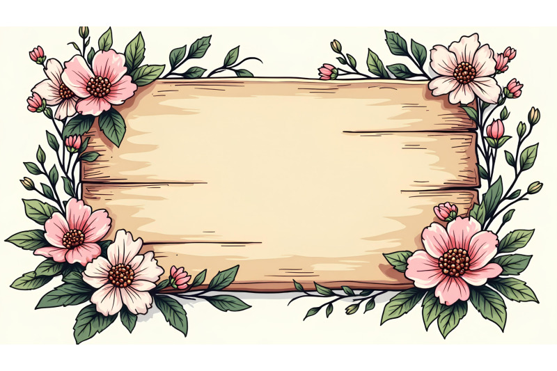 floral-bordered-wooden-sign-ink-sketch