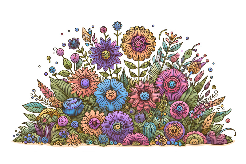 flowers-mystic-garden-pointillism