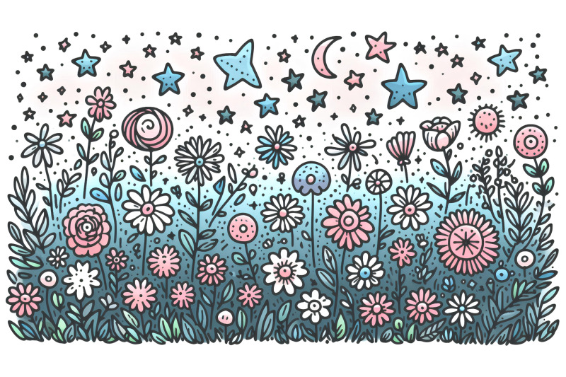 flowers-starry-garden-ink